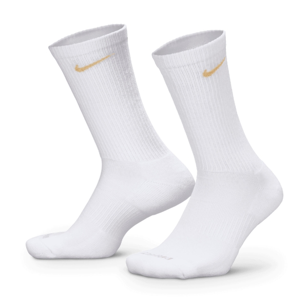 Nike Everyday Plus Cushioned x 3 Socks - White/Gold/SIlver/Copper