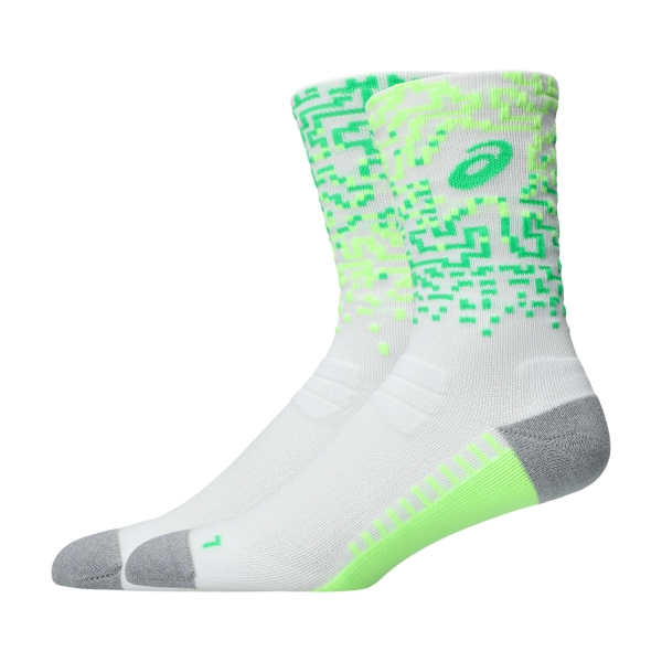 ASICS Performance Run Crew Calcetines - Brilliant White/Illuminate Green/Vital Green