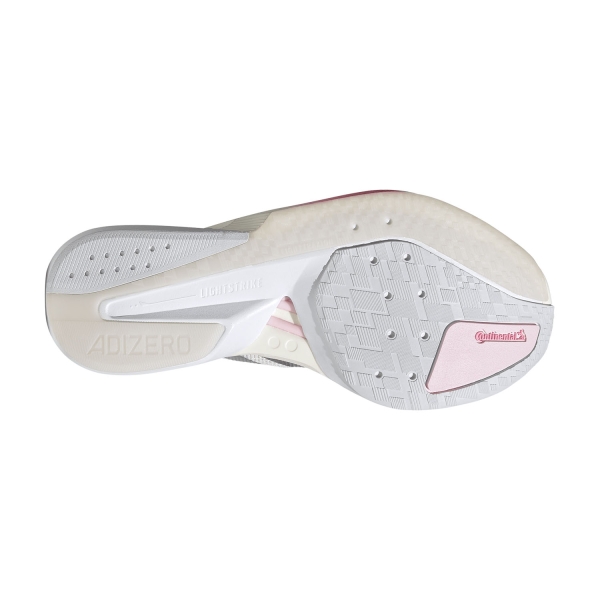 adidas adizero Boston 13 - Core White/Silver Metallic/Clear Pink