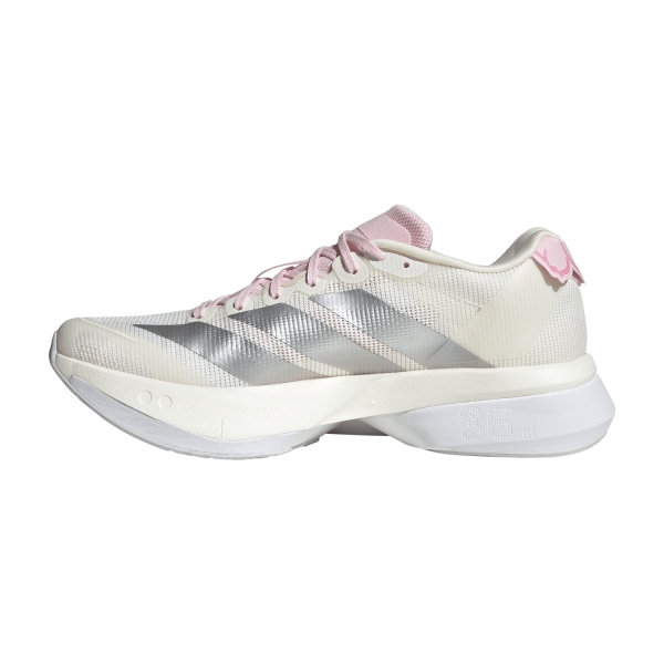 adidas adizero Boston 13 - Core White/Silver Metallic/Clear Pink