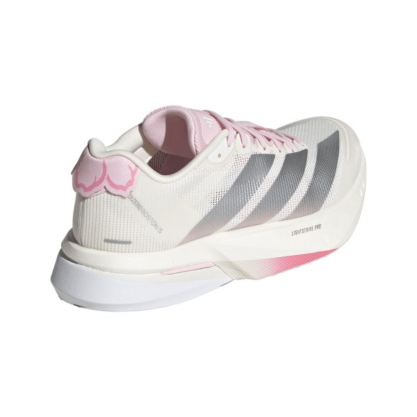 adidas adizero Boston 13 - Core White/Silver Metallic/Clear Pink