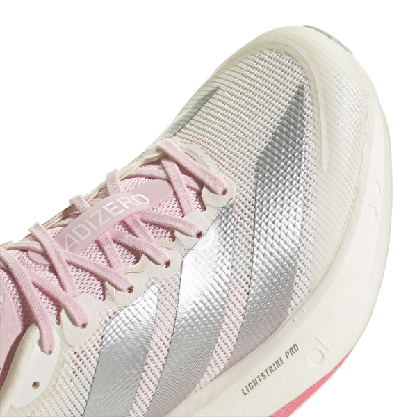 adidas adizero Boston 13 - Core White/Silver Metallic/Clear Pink
