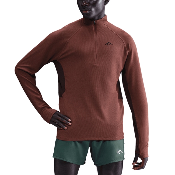 Men's Long Sleeve Trail Running Nike Trail Logo Shirt  Red Sepia/Burgundy Crush/Black FV9994218