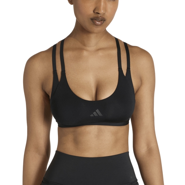 Women's Sports Bra adidas Optime Workout Strappy Sports Bra  Black JZ5100