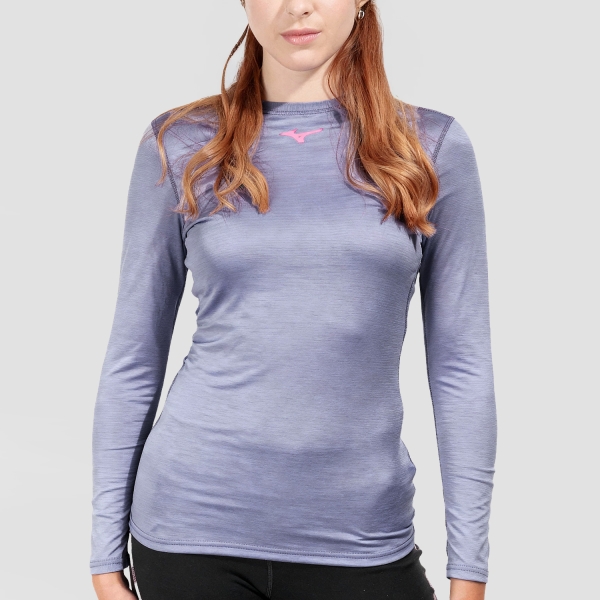 Women's Shirts Sport Underwear Mizuno Mid Weight Breath Thermo Shirt  Blue Granite A2GAA75116