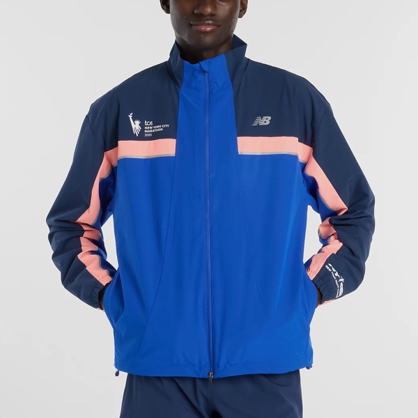 Men's Running Jacket New Balance NYC Marathon Jacket  Blue Gemstone MJ53250MBUM