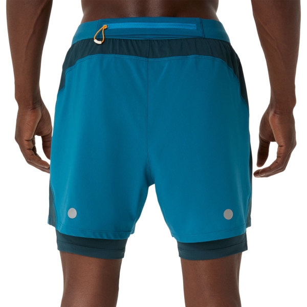 ASICS Road Logo 2 in 1 5in Shorts - Tranquil Teal/Dark Teal/Yamabuki