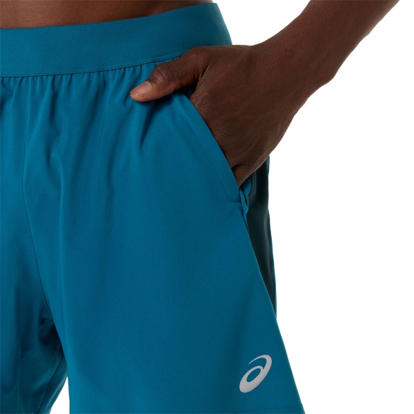 ASICS Road Logo 2 in 1 5in Shorts - Tranquil Teal/Dark Teal/Yamabuki