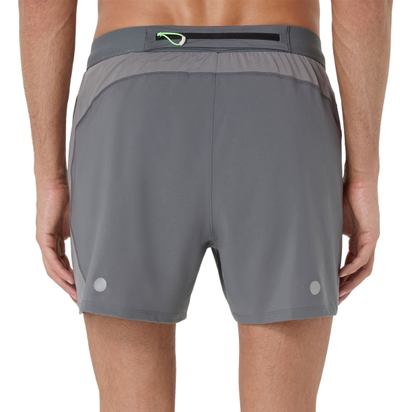 ASICS Road Logo 5in Shorts - Clay Grey/Steel Grey/Illuminante Green