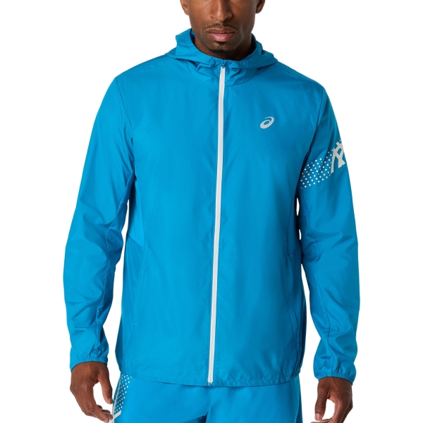 Giacca Running Uomo ASICS Icon Giacca  Aegean Blue/Cream 2011D456400