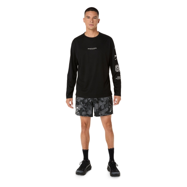 ASICS Fujitrail AOP 5in Shorts - Performance Black/Carbon/Cream