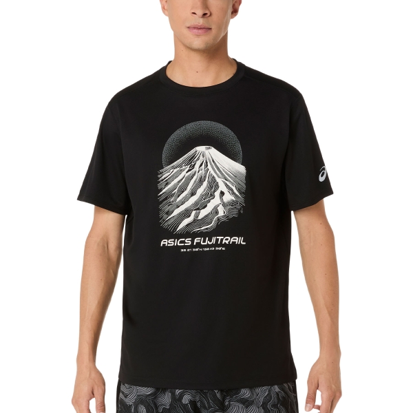 Men's  Short Sleeve Trail Running Shirts ASICS Fujitrail Logo TShirt  Performance Black/Cream/Carbon 2011D527001