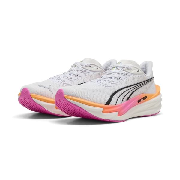 Puma Deviate NITRO 4 - White/Poison Pink/Glowing Red
