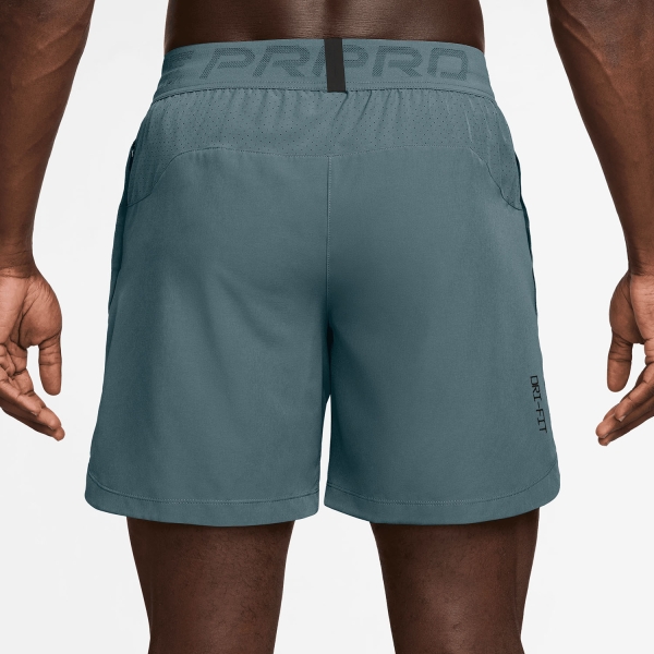 Nike Pro 6in Pantaloncini - Mineral Slate/Green Strike