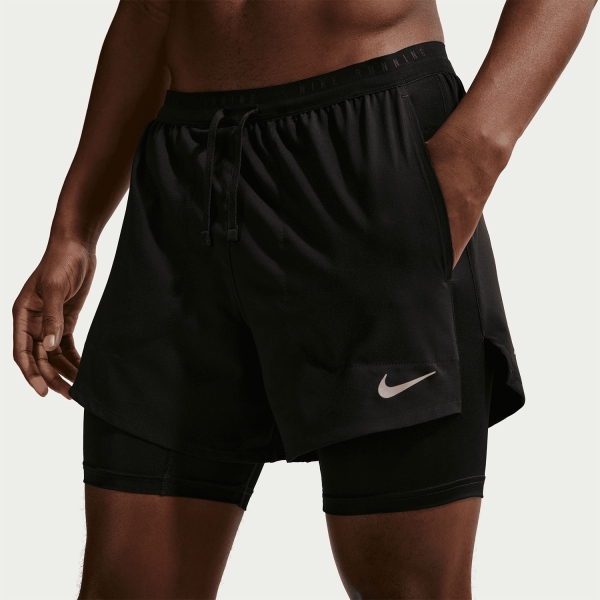 Men's Running Shorts Nike Stride Hybrid 5in Shorts  Black/Reflective Silver IF2048010