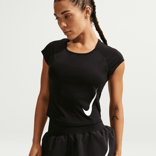 Nike Tempo Swoosh Dri-FIT T-Shirt - Black/White/Reflective Silver