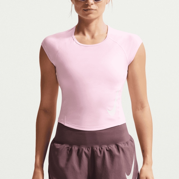 Maglietta Running Donna Nike Tempo Swoosh DriFIT Maglietta  Pink Foam/Photon Dust/White IF4998663