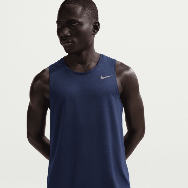 Nike Dri-FIT Miler Run Tank - Midnight Navy/Reflective Silver