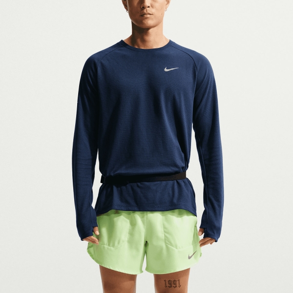 Men's Running Shirt Nike DriFIT Stride Waffle Shirt  Midnight Navy/Reflective Silver HV2705410