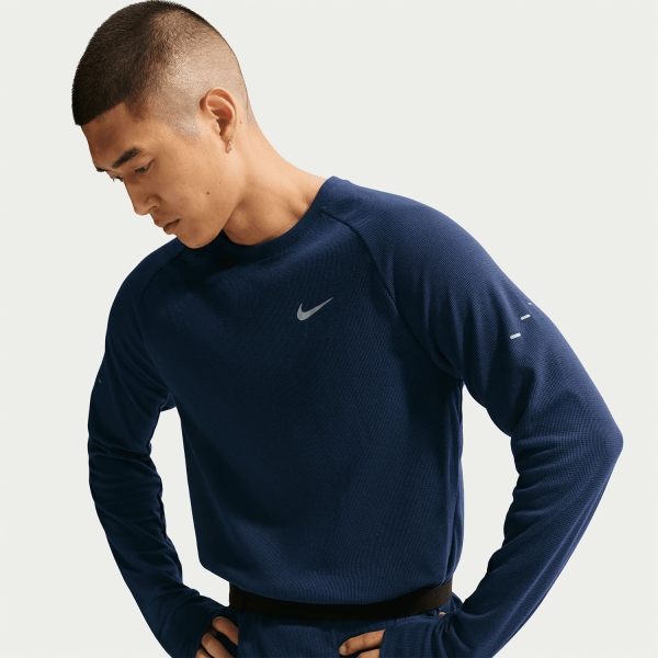 Nike Dri-FIT Stride Waffle Shirt - Midnight Navy/Reflective Silver