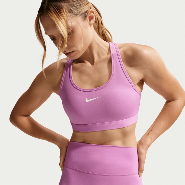 Nike Swoosh Reggiseno Sportivo - Light Magenta/White