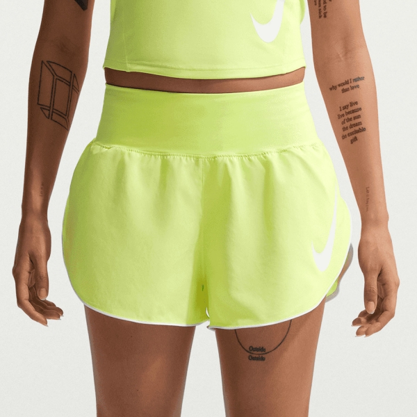 Women's Running Shorts Nike Tempo Flow Swoosh 3in Shorts  Light Lemon Twist/Reflective Silver/White IF1473736