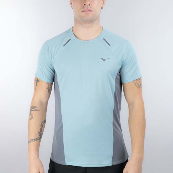 Men's Running T-Shirt Mizuno Active DryAeroFlow Pro TShirt  Aquifer J2GAD00329