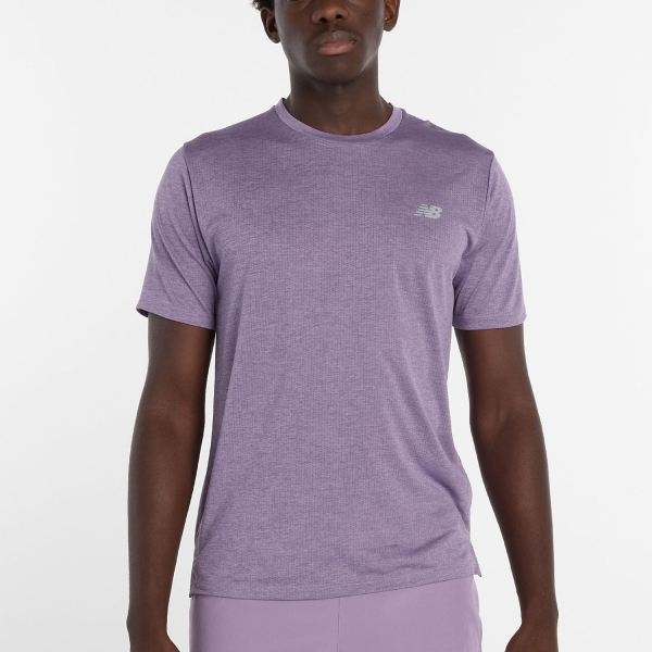 Camisetas Running Hombre New Balance Athletics Run Camiseta  Candied Violet Heather/Slate Grey MT41253AB7