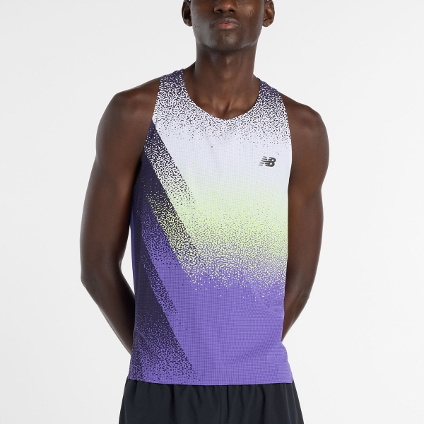 Canotta Running Uomo New Balance Race Day Ultra Light Printed Canotta  Electric Purple MT61934JEPU