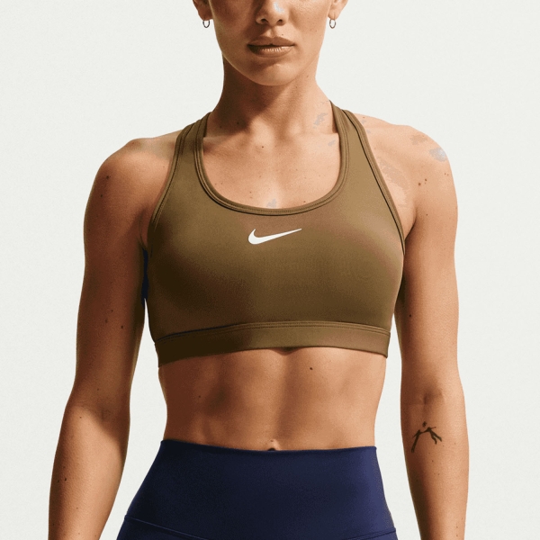 Reggiseno Sportivo Donna Nike Swoosh Reggiseno Sportivo  Olive Flak/White DX6821368