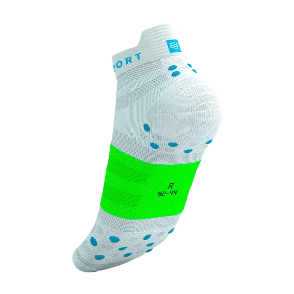 Compressport Pro Racing V4.0 Ultralight Logo Calcetines - White/Norse Blue/Neon Green