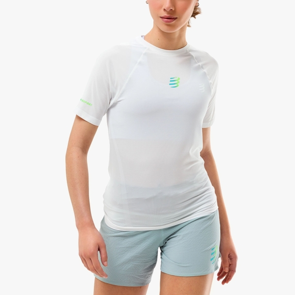 Women's Short Sleeve Shirts Trail Running Compressport Performance TShirt  Star White ATSW3640103