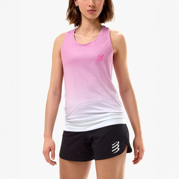 Women's Running Tank Compressport Performance Tank  Begonia/White ATSW7443137