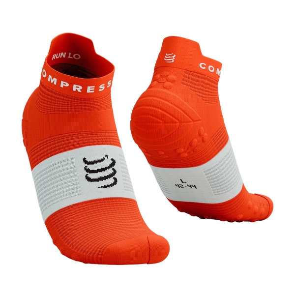 Compressport Pro Racing V4.0 Logo Socks - Tigerlily/White