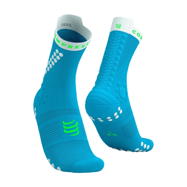 Compressport Pro Racing V4.0 Trail Calze - Norse Blue/Neon Green
