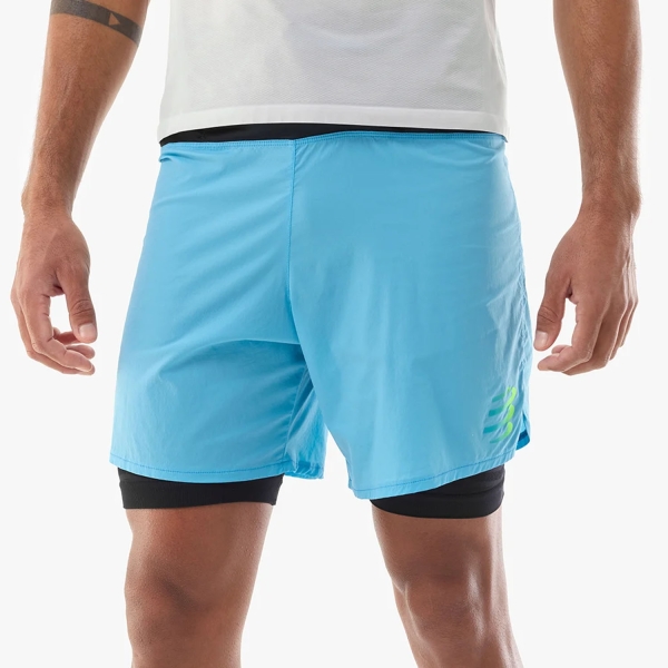 Pantalones Cortos Trail Running Hombre Compressport Trail Racing 2 in 1 7in Shorts  Norse Blue ASHM12525221