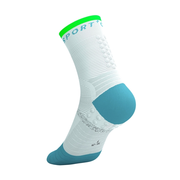 Compressport Pro Marathon V2.0 Calze - White/Norse Blue/Neon Green