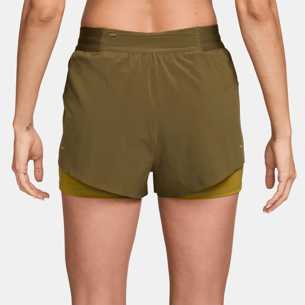 Nike Swift 2 in 1 2.5in Shorts - Olive Flak/Peat Moss/Reflective Silver