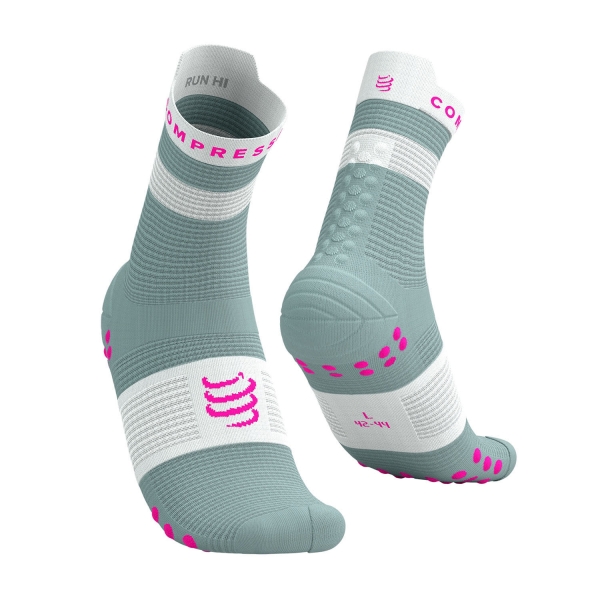 Compressport Pro Racing V4.0 Run High Socks - Ether/Neon Pink