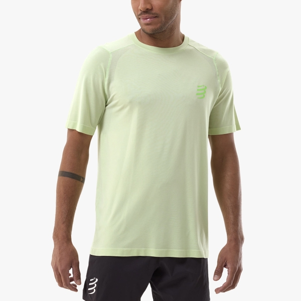 Camisetas de Manga Corta Trail Running Hombre Compressport Performance Logo Camiseta  Lime ATSM4926059