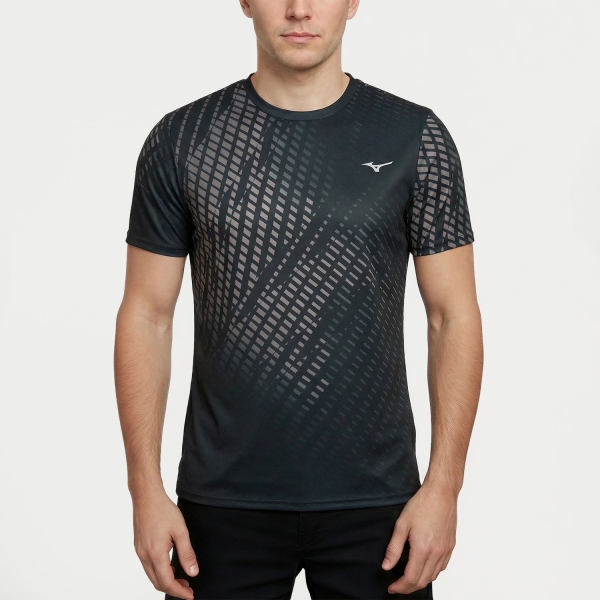 Men's Running T-Shirt Mizuno Core Graphic TShirt  Black X Gray J2GAD00790