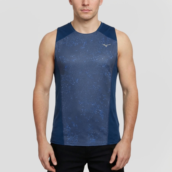 Canotta Running Uomo Mizuno Active DryAeroFlow Graphic Canotta  Estate Blue J2GAD01012