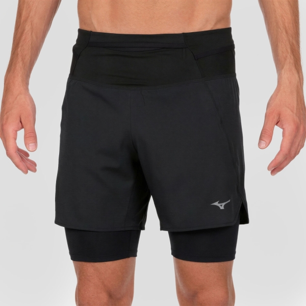 Pantalones Cortos Trail Running Hombre Mizuno Multipocket 2 in 1 8in Shorts  Black J2GBD01009