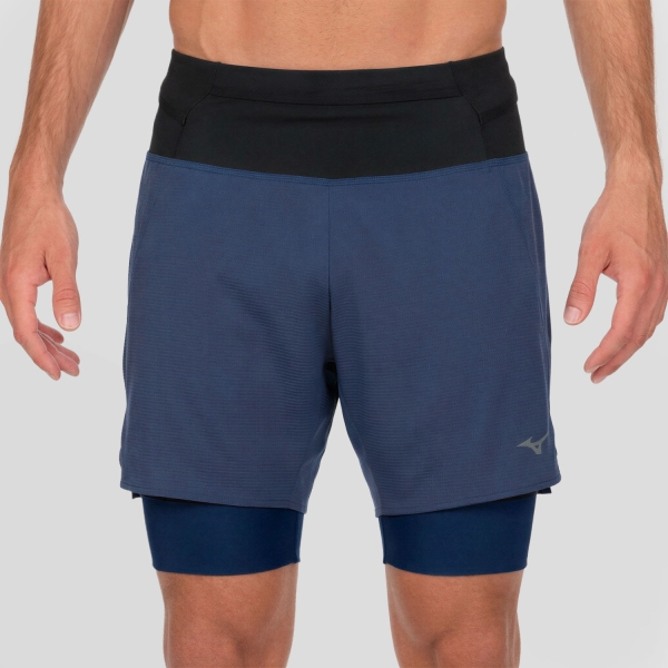 Pantalones Cortos Trail Running Hombre Mizuno Multipocket 2 in 1 8in Shorts  Estate Blue J2GBD01012